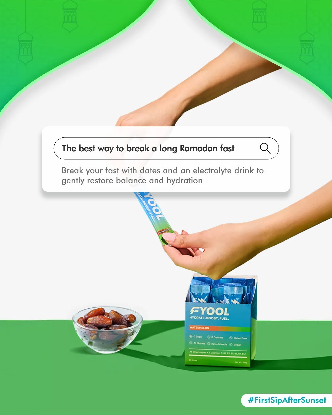 Break your fast the right way 🌙💧#RamazanRefresh #smarthydration(Fyool, smart hydration, electrolytes)